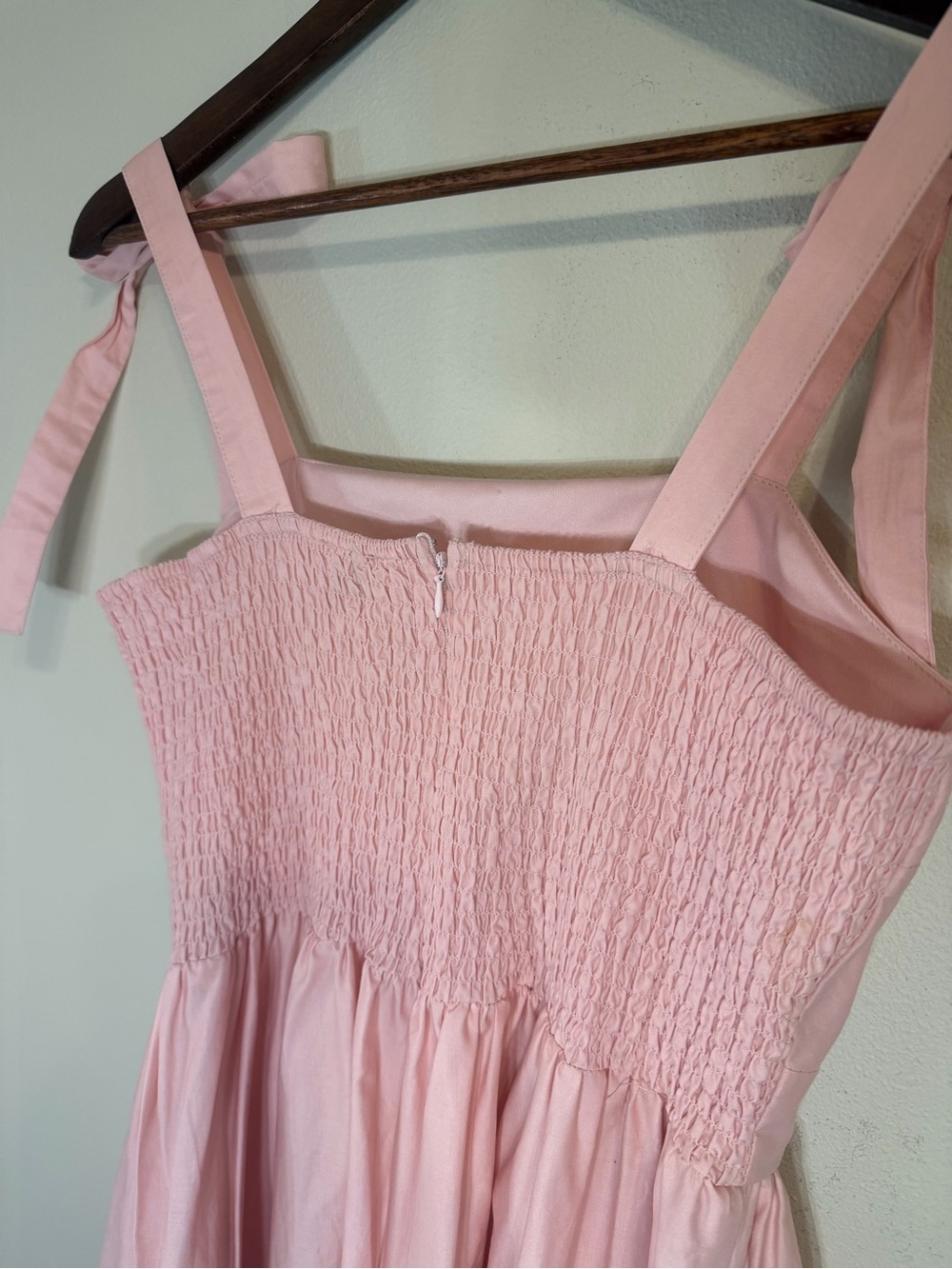 Joie Pink Floral Bird Maxi Dress M Tie Smocked Cottagecore - Picture 5 of 6